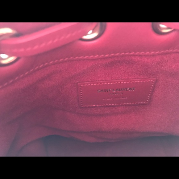 YSL-Red Tricolor Emmanuelle Fringe Bucket Bag - Picture 7 of 8